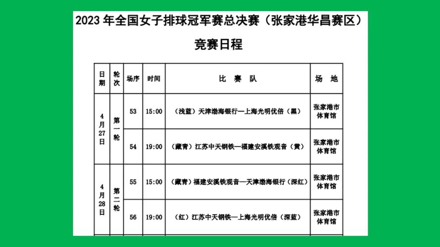 中国女排赛程表